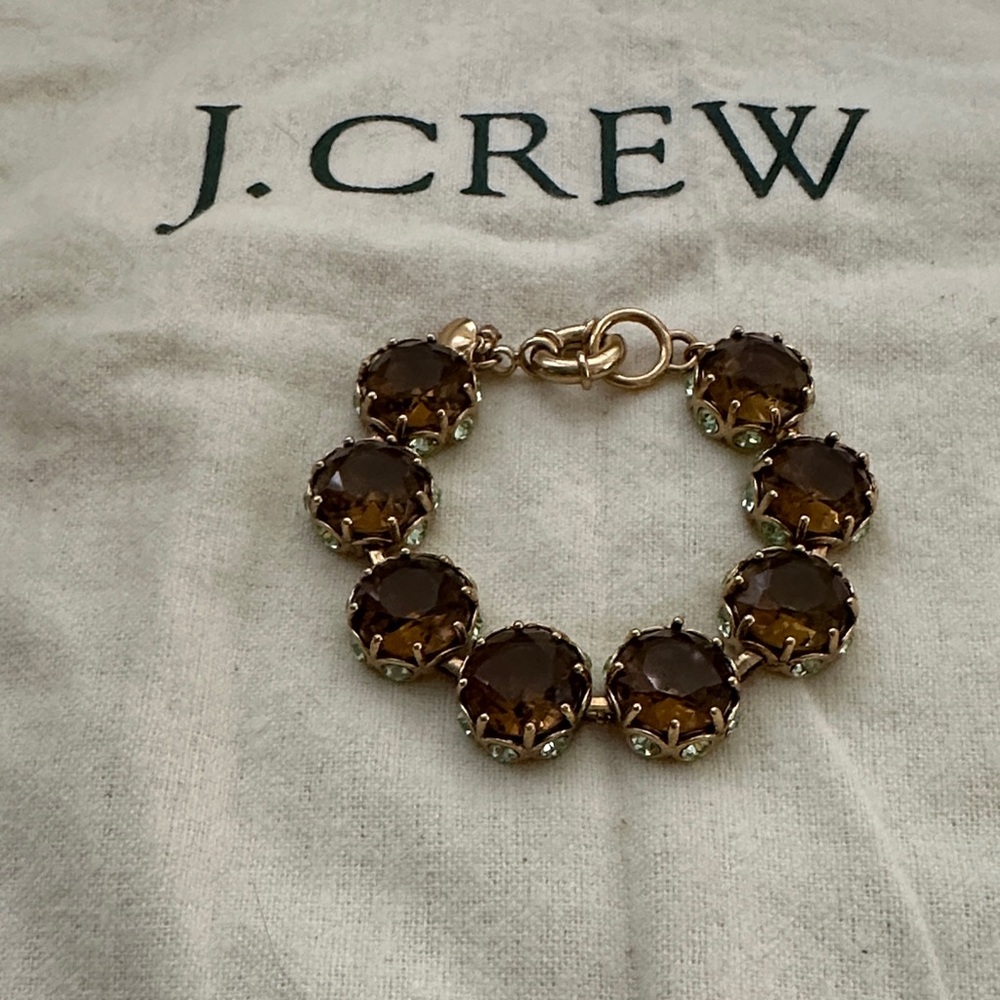 J. Crew Gold and Dark Brown Stone Bracelet